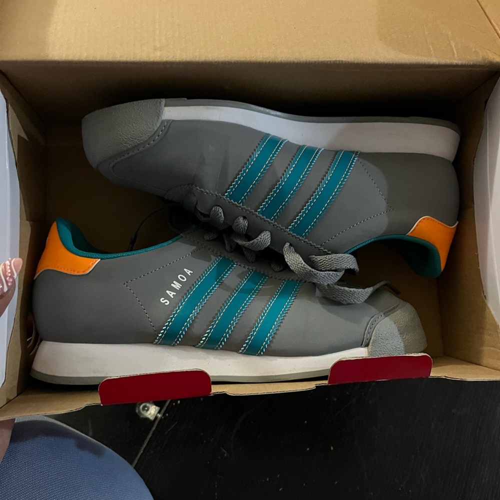 adidas Samoa Gray and Teal Sneakers